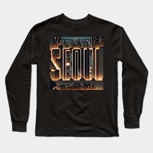 Seoul Hidden Name in Cityscape Art Tshirt Long Sleeve T-Shirt